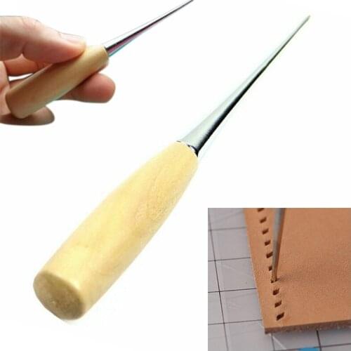 Professional Leather Wood Handle Hole Punches Maker Awl Stitching For Canvas Shoe Repair Round Hole Awl Sewing Leather Tool