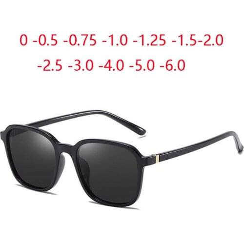 TR90 Driving Square Polarized Myopia Sunglasses Men Women Minus Lens Prescription Sunglasses Diopter 0 -0.5 -0.75 To -6.0