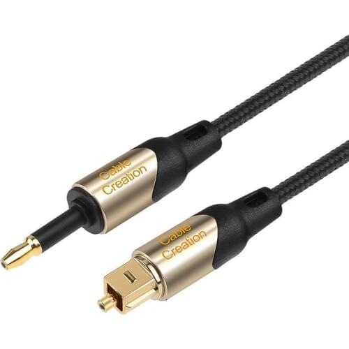 Toslink to Mini Toslink Digital SPDIF Audio Optical Fiber Cable 24K Gold Plated Compatible Chromecast Audio,iMac,Mac Pro&More