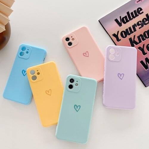 Ultra-thin Cute Heart-shaped Square Liquid Silicone Phone Case For iPhone 13 12 11 Pro XS Max XR X SE 8 7 Plus Luxury Soft Cover