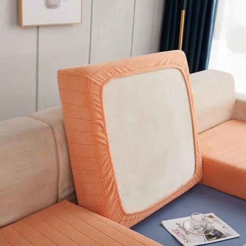 Sectional Corner Sofa Seat Cushion Cover For Living Room Elastic Couch Mattress Slipcover For 1/2/3 Plus Size Seats Solid Color