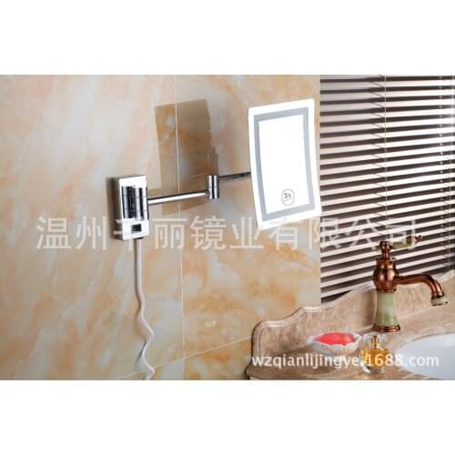 LED wall-mounted beauty mirror, 22*16cm Square LED hanging single-sided beauty mirror Makeup mirror Magnifier LED mirror