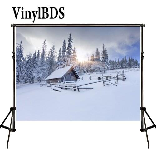 VinylBDS Backdrops House In Snow World Photo Shoot Scenery Forest White Photography Backdrops For Children Photo Shoot Studio