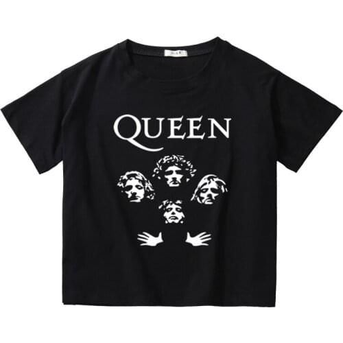 Glitter Rock Band Queen 100% cottton short t-shirt women crop tops vintage korean t shirt women summer tops tee harajuku clothes