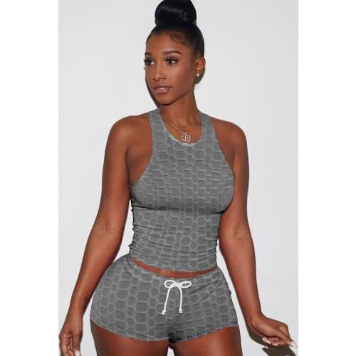 Women 2 Piece Casual Tracksuit Outfit Sets Solid Color Crop Top Vest High-Waist Lace Up Shorts Yoga Sports Sets Casual Clothes