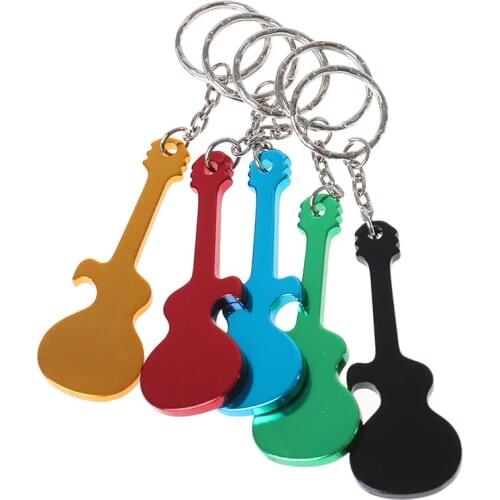 1pcs Guitar Bottle Opener Keychain Aluminum Alloy Beer Opener Key Rings for Gifts