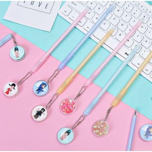 12 PCS Sequined Pendant Gel Pens Chinese Style Pendant Pen Cute Fresh Student Writing Exam Signature Pen Kawaii School Supplies