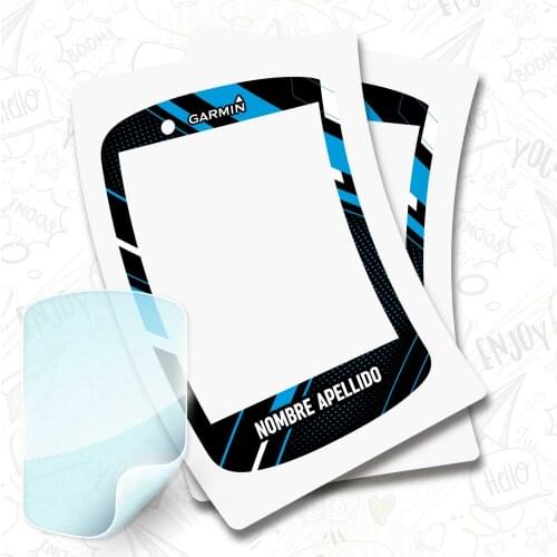 2 X flag stickers Spain name on vinyl for GARMIN EDGE 830 + PROTECTOR hydrogel bike BTT bike customizable