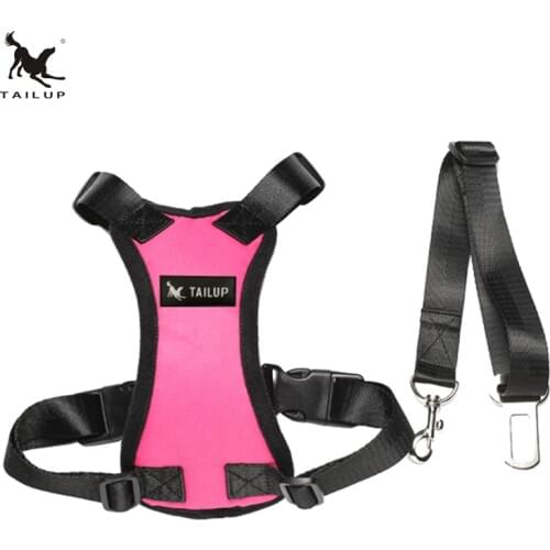 TAILUP Hot Sale Auto Dog Car Harness With Seat Belt 7Colors Adjustable Pet Vehicle Harness For Puppy Dog Safety S/M/L/XL