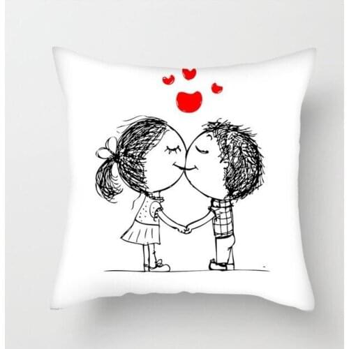 Two Lovers Full of Love Decorative Special Design Pillow 27 x 27 cm