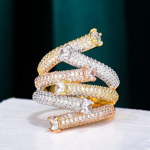 GODKI NEW Trendy 6 ROWS CORSSOVER Rings for Women Cubic Zircon Finger Rings Beads Charm Ring Bohemian Beach Jewelry Gift