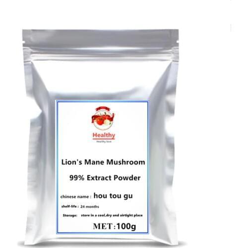 High quality 99% Organic Lions Mane Mushroom Powder Hericium Erinaceus Extract Brain Support Focus Memory Tonic free shipping