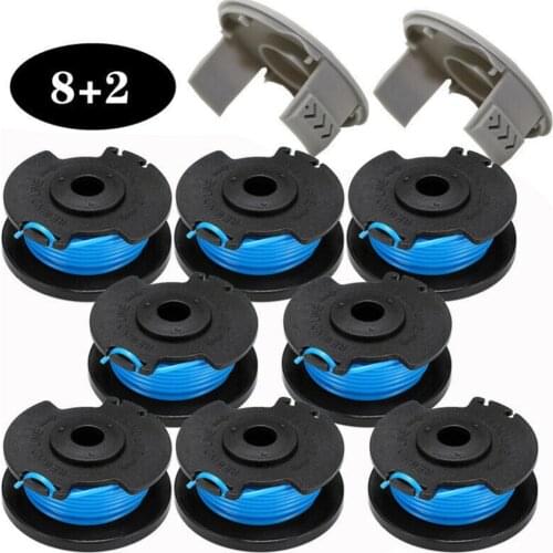 8pcs Grass Trimmer String Spools with 2 Spool Covers For Ryobi One Lawn Mower AC14RL3A Garden Grass Trimmer Head For Lawn Mower