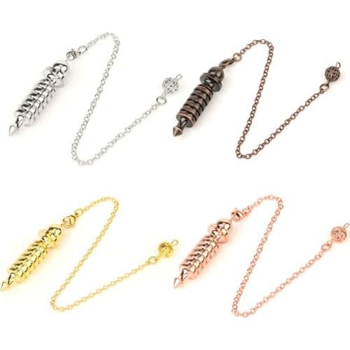 Metal Pendulum Dowsing Divination Reiki Healing Spiritual Meditation Yoga Amulet Screw Shape Pendule Pendant Jewelry 193D