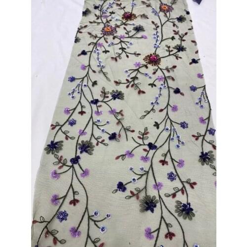 Fashion african lace fabric ZH-2888811 with sequins embroidery Nigerian Net Lace French tulle lace fabric For Wedding dress