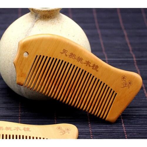 Natural Peach Wood Comb Anti-static Detangling Beard Comb Head Massage Hairbrush Hair Care Tools Wooden Comb Wholesale