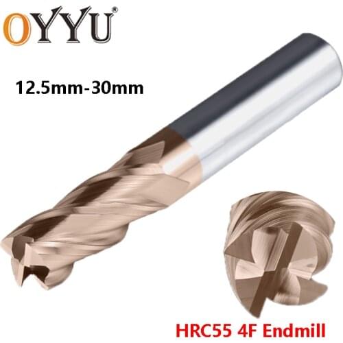OYYU HRC55 Tungsten steel Endmills 4 Edge Carbide Milling Cutter Router Bit CNC Turning Cutting Machine 12.5mm 14mm 16mm 30mm