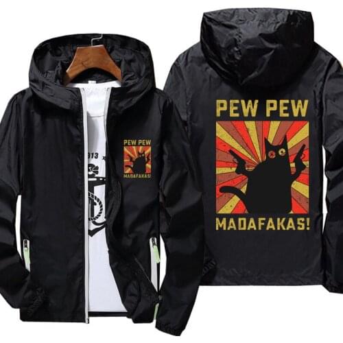 Pew Pew Madafakas Black Cat Jacket Men Women Waterproof Sun Protection Clothing Fishing Quick Dry Skin Windbreaker