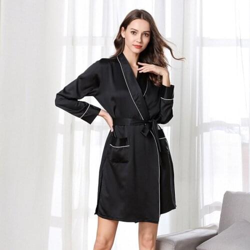 New Faux Silk Pajamas Female Solid Sexy Long Slit Robe Casual Kimono Bathrobe Sexy V Neck Home Wear Wedding Party Bride Brides