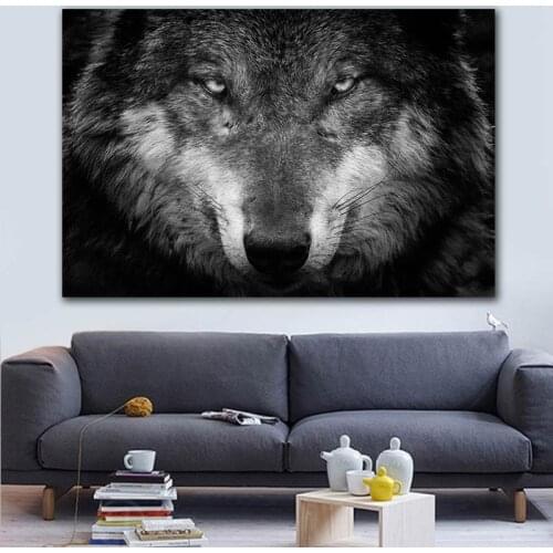 Wild Animal Poster Wall Art Wolf Picture Canvas Painting Black and White Wolf Photo Canvas Print and Poster Home Room Decor