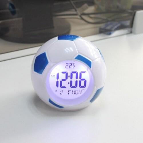 Europe Style Plastic LED Football Alarm Clocks With Backlight Time Calendars Backlight Digital Clock Modern Snooze Function