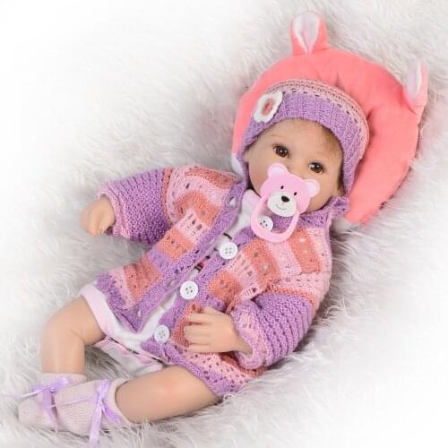 High-End 17 Inch Realistic Baby Girl Reborn Soft Silicone Princess Babies Lifelike Doll Can Sit And Lie Kids Birthday Xmas Gift