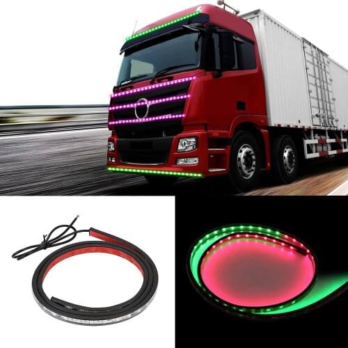 RGB Super Bright 24V Truck Roof Atmosphere Lamps 1-2.4M Auto Decorative Light Colorful Flexible LED Strip Waterproof Car Styling