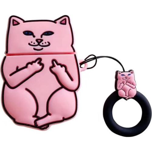Silicone Cartoon Cat Earphone Case Cover For Airpods 1/2 Wireless Bluetooth-compatible Headphone Protection Cases