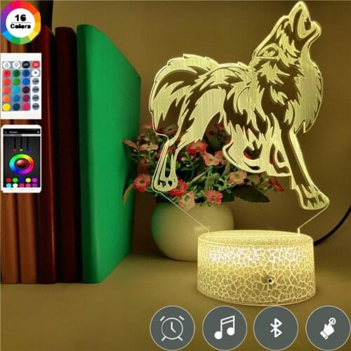 Animal Night Light LED RGB Color 3D Desk Lamp Wolf Nightlight Atmosphere Club Party Decoration Teenagers Kids Gift APP Control