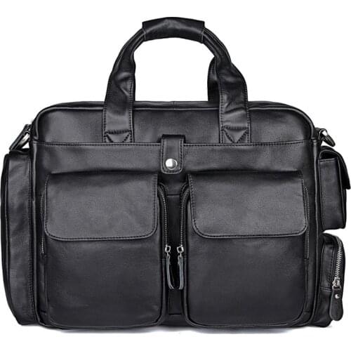 Top Quality Man Handbag Genuine Leather Business Travel Bag 15.6'' Inch Laptop Men Briefcase Portfolio Messenger Bags