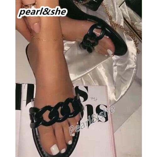 2021 Summer New Womens Sandals Fashion Flat Open Toe Chain Slippers Outdoor Womens Shoes Plus Size