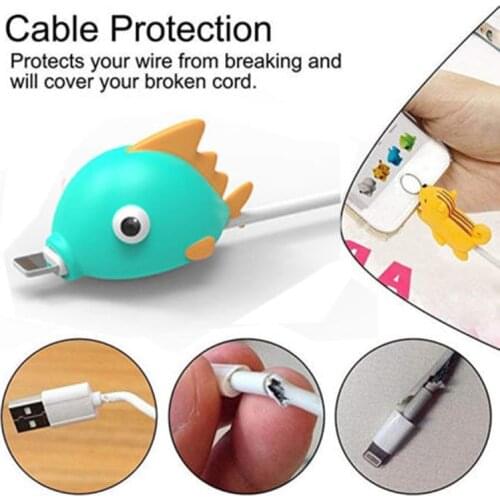 1Pc Phone Charging Cable Organizer Cute Animal Bite Wire Cord Protector Winder Cover for Phone Cable Protection Accessories
