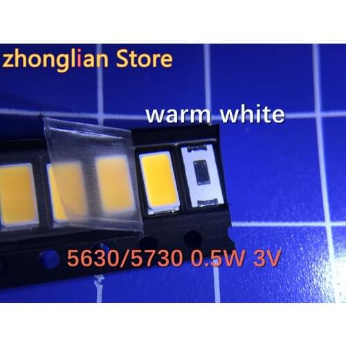 100PCS/Lot 5630LED lamp LED lamp 5730 SMD beads 0.5W 3V white warm white LED light bright DIY lamp