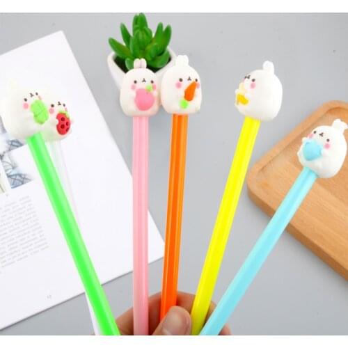 50PCS Cartoon Creative Rabbit Hold Fruit Gel Pen Simple Fresh Bunny Black Water-based Paint Pen Students Prizes Stationery