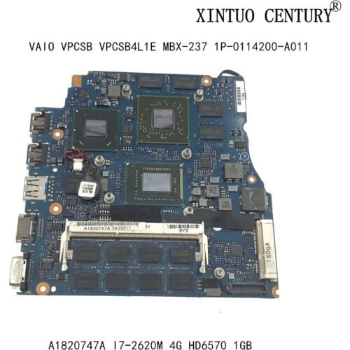 A1820747A For SONY VAIO VPCSB VPCSB4L1E MBX-237 Laptop Motherboard 1P-0114200-A011 13.3 inch W/ I7-2620M 4G 216-0810005 tested