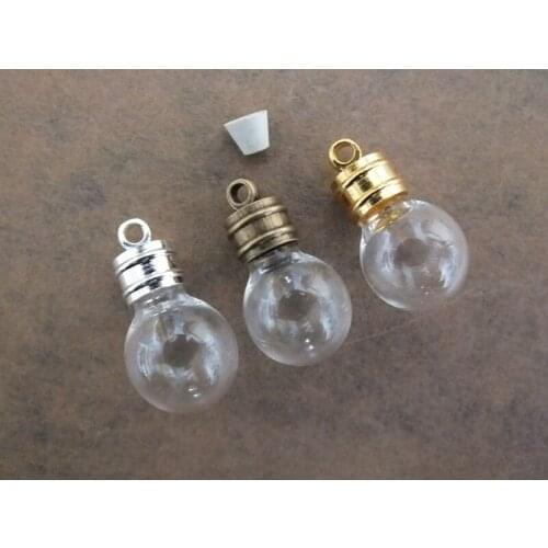 Free ship!! Lot mixed color can choose glue cap & Round all empty glass bottle necklace pendant 23x12mm