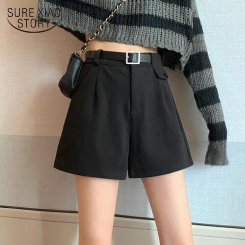 Big MM Plus Size Thickened Woollen Short Autumn/Winter Casual High-waist Wide-leg shorts Present The Same Belt Short Femme 12222