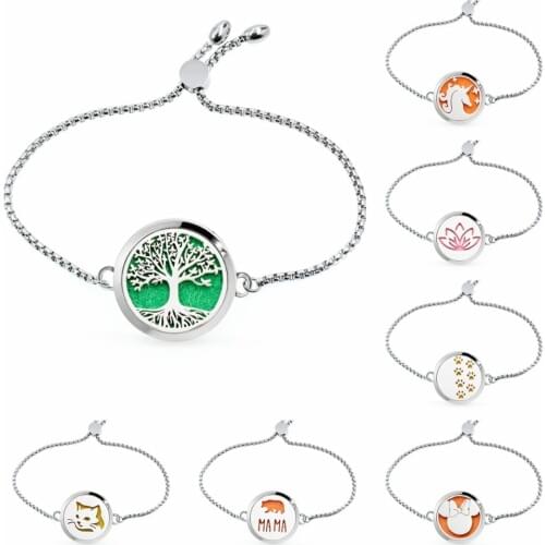 Diffuser Bracelet Locket jewelry for women kid Essential Oil Perfume Aroma Adjustable Stainless Steel chain 30mm 10pads as gift