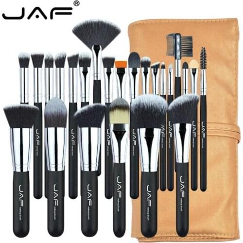 JAF 24pcs Professional Make Up Brushes With Bag Powder Eye Brushes Full Function Studio Synthetic Hair Cosmetic Tool Kit 25#701
