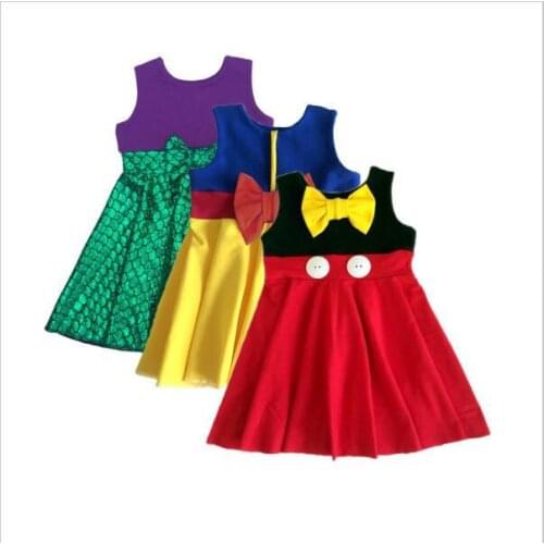 Girls Costume Girls Princess Dresses Children Cotton Sleeveless Dresses with Bow Kids Traveling Clothes