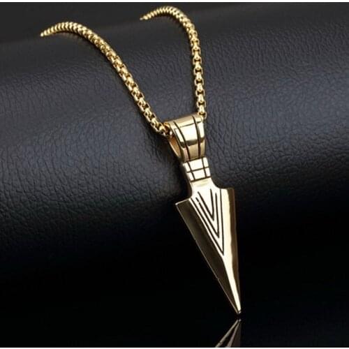 Mens Fashion Necklace Stainless Steel Spearhead Arrowhead Pendant Necklaces Chocker Jewelry Gift collar hombre