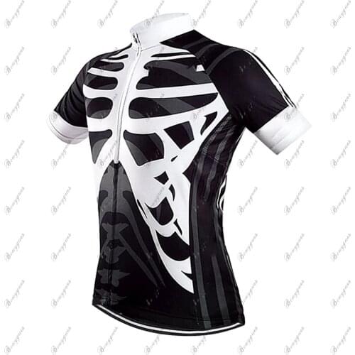 Hombre Mangas Cortas Maillot De Ciclismo White Cráneos Outdoor Sport Mountain Bike Quick-Drying And Breathable Cycing Jersey