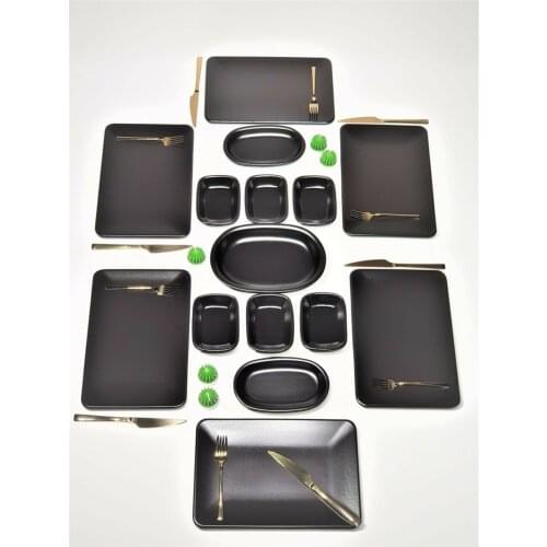 Kare 15 Pieces 6 Person Breakfast Set Matte Black тарелки для еды Посуда dinner plates pratos de jantar الشاي الصواني тарелки