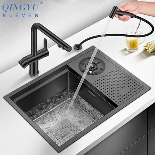 New Nanometer Cup Rinser kitchen Sink 304 Stainless Steel 4mm Thickness Handmade Sink High Pressure Cup Washer kitchen Sink