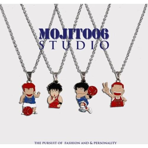 Wholesale 5 Pcs SLAM DUNK Necklace Japanese Anime Figues Sakuragi Hanamichi Kaede Rukawa Alloy Neck Accessories for Women Men