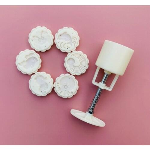Plastic Mooncake Mold 50g Cookie Cutter 6 Whale Octopus Stamps Green Bean Cake