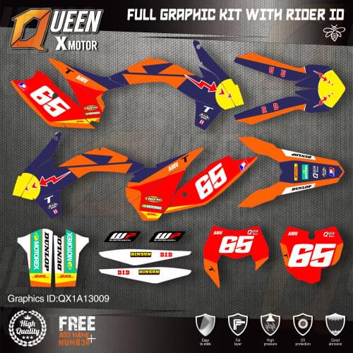 QUEEN X MOTOR Custom Team Graphics Decals Stickers Kit For KTM 2013 214 2015 SX SXF , 2014 2015 2016 EXC XC-W EXC-F 009