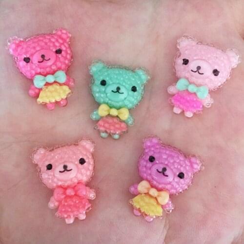 Resin Mix Colorful Mini Kawaii Bear Flatback Cabochon Rhinestone 10PCS DIY Scrapbook Decor Home Crystal Figurines Craft
