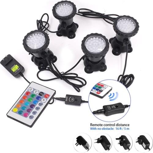 RGB LED Underwater Light IP68 Waterproof Lamp 36leds Underwater Spot Light Remote Control for Swimming Pool Pond Water Aquarium