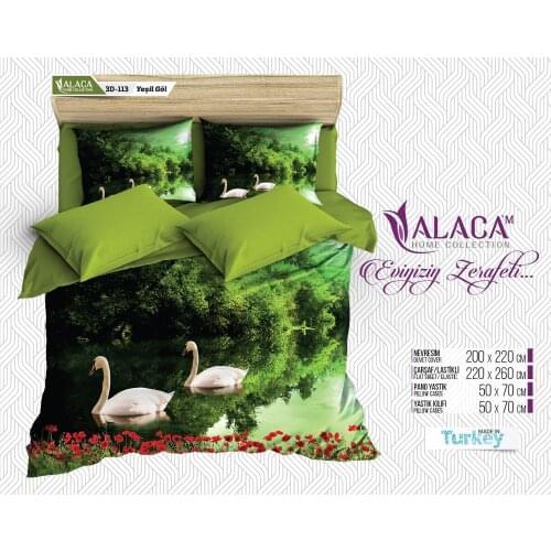 3D Digital Printed Satin Double Duvet Cover Set Ring Turkish made 4 pieces